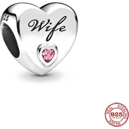 New Original European Heart Wife Diy Bead Fit European Pandora Charms Bracelet Bangles Jewelry P132