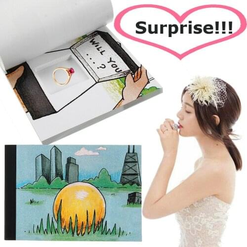 DIY Propose Gift Will You Marry Me Notebook Book Flip Flap Hiding Marriage Ring Gift AN88