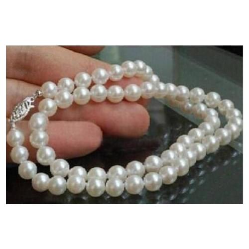 AAA 5-6mm WHITE Freshwater Cultured PEARLS NECKLACE 17" FR242 Factory Wholesale price Women Giftword Jewelry