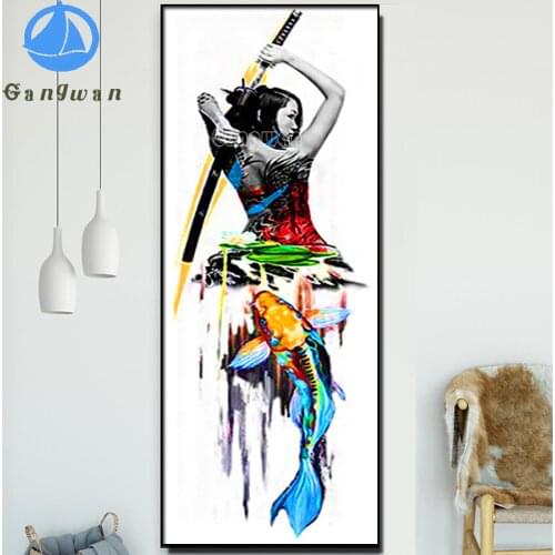 Simple Anime Japan Samurai Painting Diamond Painting Full Square Rhinestones Pictures Diamond Embroidery DIY Diamond Mosaic Sale