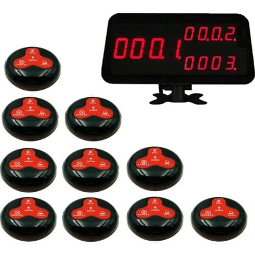 Ycall Wireless Restaurant Waiter Pager System 1 Host Display Receiver 10pcs Call Bell 4-Key