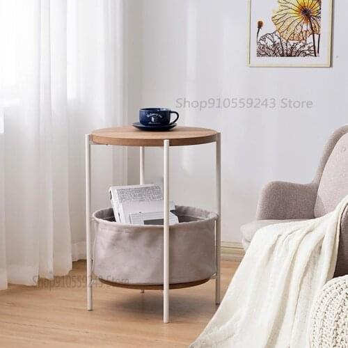 Nordic Side Table Modern Minimalist Living Room Small Coffee Table Sofa Side Cabinet Corner Table Bedroom Bedside Table Wrought