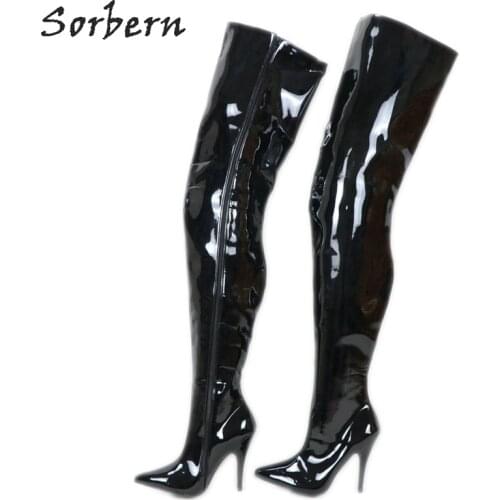 Sorbern Thick Crotch Thigh High Boots Long Guys Crossdresser Boots Stiletto 5 Inch Custom Slim Wide Leg Boot For Drag Queen