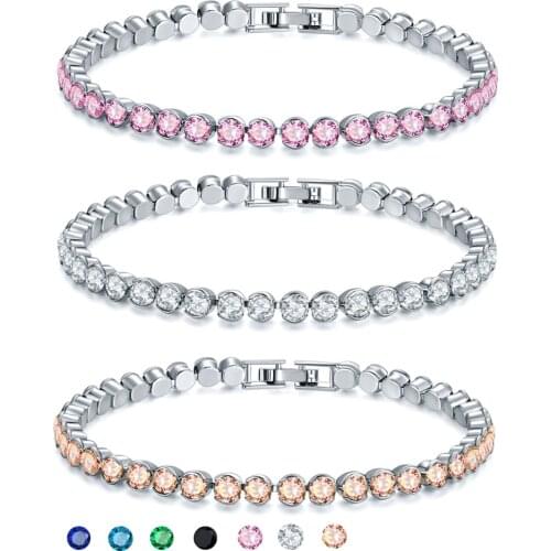 Utimtree Top Quality Simple Crystal Bracelet Wedding Bridal Jewelry Round Tennis Bracelets Bangles Cubic Zirconia Pulseras Mujer