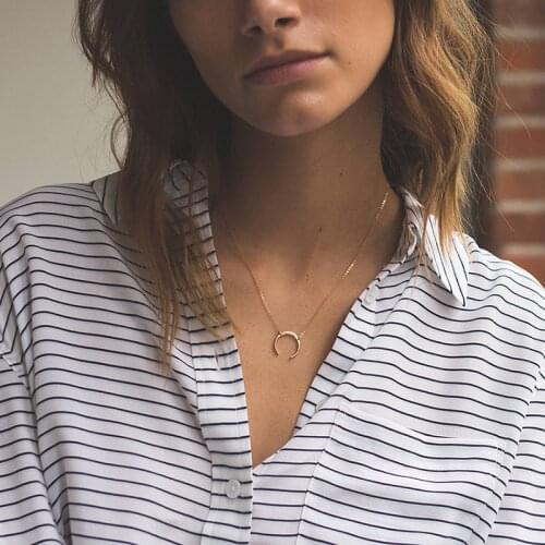 Fashion Moon Pendant Necklace for Women Elegant Stainless Steel Chains Choker Romantic Valentines Day Jewelry Gift