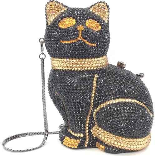 Bag For Women Mini Cat Shape Women Crystal Clutch Evening Bags Hand-Made Diamond Minaudiere Handbag Party Wedding Purse