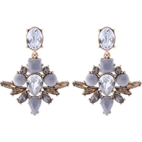 Bulk Price Gray Resin Crystal Fashion Ethnic Hook Earrings 2018 Indian Perfume Women Vintage Party Earrings Accessories