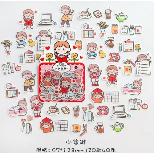 1 Pack (40 pcs stickers) Study Life Paper Stickers DIY Decorative Sealing Paste Stick Label Kids Gift