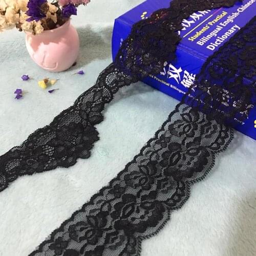 2 meters/5 meters 6.0CM black lace, Hand-made lace, elasticized lace, hemmed