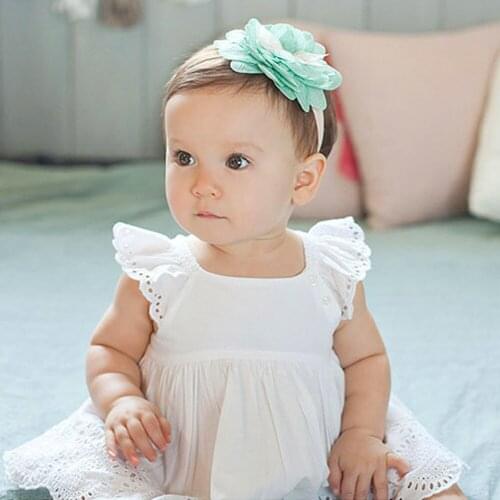 2PCS Baby Hair Accessories Headband Nylon Soft Handmade Lace Flower Headband Sunflower No Trace Headdress For Girls Princess