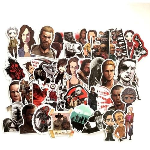 50pcs The Walking Dead movie cosplay characters paster anime movie decals scrapbooking diy phone laptop waterproof decorations
