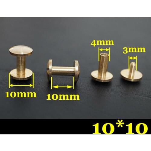 50pc Q2-10x10 Solid Brass belt screw Chicago Screw Leathercraft