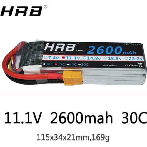 HRB 3S 11.1V Lipo Battery 2600mah XT60 T Deans XT90 EC5 Female Plug 35C For Axial Racing Airplanes FPV Drone Car Boat RC Parts