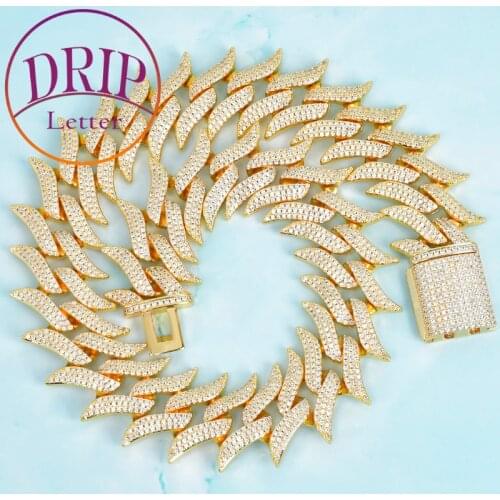 32mm Big Cuban Link Mens Hip Hop Solid Necklace Gold Color Bling Zircon Fashion Rock Jewelry