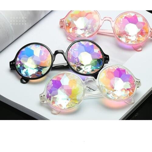 Disco Kaleidoscope Glasses Rainbow Crystal Lenses Prism Diffraction Glass Eye wear holiday Dance punk Goggles Gift SN1373