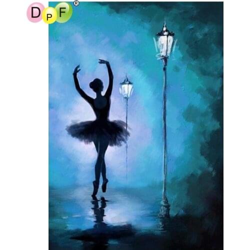 DPF The ballet under street lamp 5D diamond painting cross stitch needlework diamond mosaic square home decor diamond embroidery