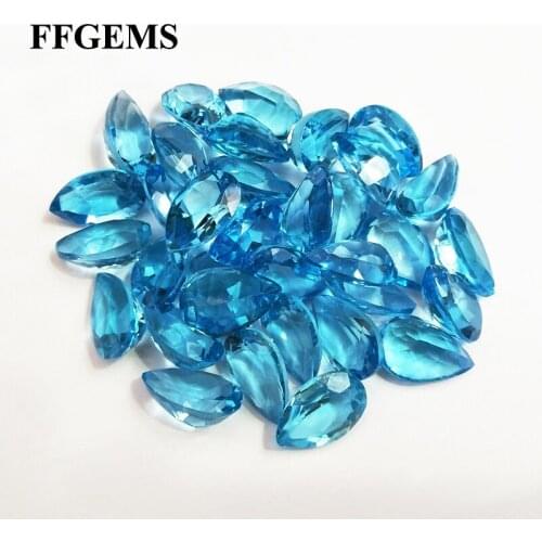 Natural Swiss Kyanite_Blue Topaz Pear Shape Ring Bare Stone 18K Gold Necklace Jewelry Inlay Factory Wholesale