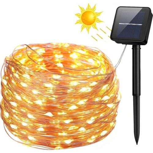 Solar Powered String Lights 100/200 LED Copper Wire Lights Fairy Lights Waterproof Decoration Lamp For Gardens Christmas Party