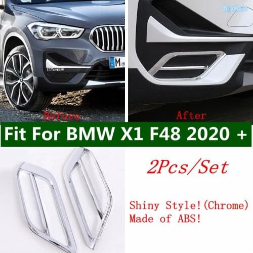 Lapetus Chrome Car Front Fog Lights Lamps Cover Decorative Trim Frame 2PCs For BMW X1 F48 2020 2021 ABS Exterior Accessories