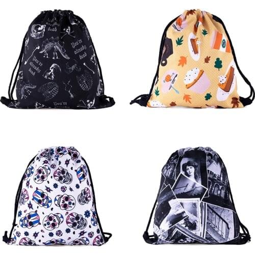 Cartoon drawstring pocket 3D digital printing Halloween Halloween drawstring bag backpack Christmas candy gift bag wallet