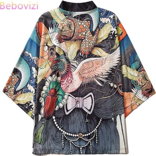 2021 M-XXL Retro Harajuku Kimono Cosplay for Mens Women Japanese Style Streetwear Robe Japan Cardigan Top Yukata Haori Clothes