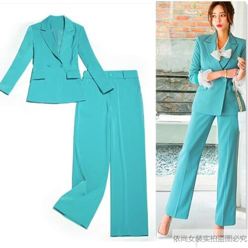 Suit suit female spring new style fashion temperament wild suit wide leg pants trousers jacket 2 piece set women