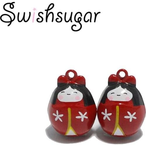 Beauty Japanese Girl Cartoon Jingle Bells Charm Pendant Bracelet Necklace Jewelry Findings Decor