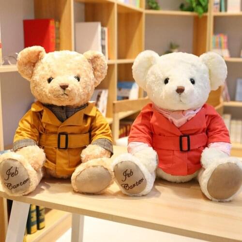 20-40cm Cute Teddy Bear with Dust Coat Plush Toy Stuffed Kawaii Animal Doll Pillow for Children Kids Baby Girls Lovely Xmas Gift
