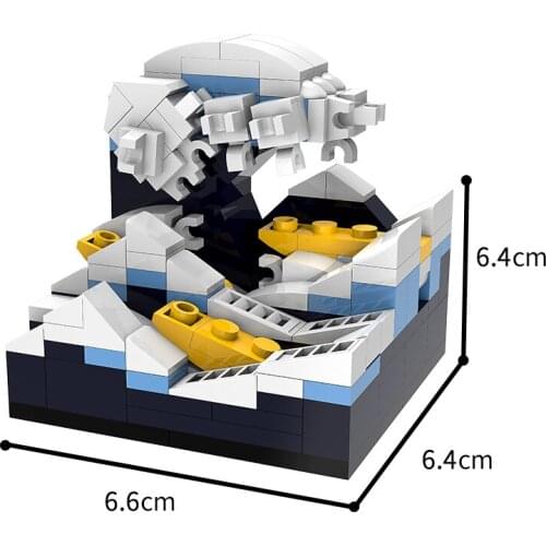 MOC Kanagawa Famous Sportsmanship Waves Surf Mini Building Blocks Model Home Decoration Art Animation Brick Toy Children Gift