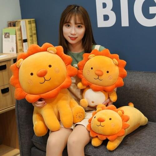 35-90cm Cartoon Sun Flower Smile Lion Stuffed Doll Plush Animal Toys for Children Soft Pillow Sofa Cushion Kids Birthday Gift