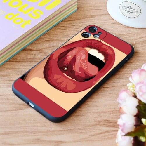 For iPhone Boca Sexy Mouth Print Soft Matt Apple iPhone Case 6 7 8 11 12 Plus Pro X XR XS MAX SE