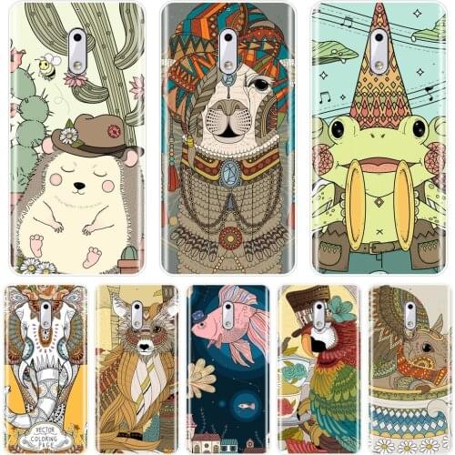 TPU Soft Phone Case Silicone For Nokia 8 6 5 3 2 1 Rabbit Elephant Fish Alpaca Fox Bird Frog Back Cover For Nokia 7 Plus X6