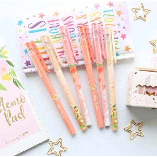 Domikee Cute kawaii cartoon fruit series office school gel pens 0.5mm candy student writing pens set stationery supplies 6pcs