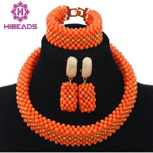 Latest Wedding Chunky African Coral Beads Jewelry Set Choker Coral Necklace Set New Free Shipping CNR671