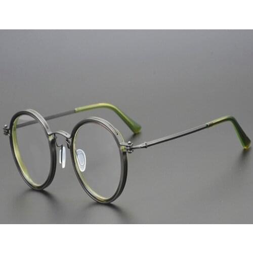 Vintage Pure Titanium Round Frame Eyewear Men Full Rim Optical Eyeglasses Blue Light Blocking Prescription Myopia Glasses Women