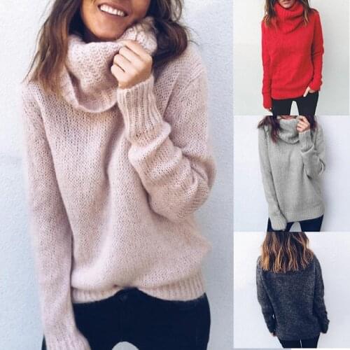 2020 Autumn and Winter New Sweater Solid Color Long Sleeve High Neck Pullover Knitwear