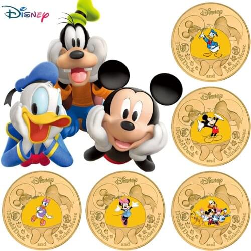 Disney Mickey Mouse Commemorative Coin Minnie Donald Duck Metal Gift Box Set Collect Coins Childrens Cartoon Toys