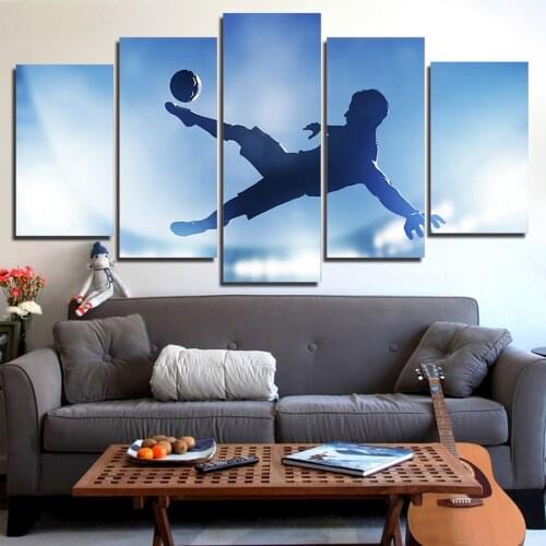 HD Printed 5 Piece Canvas Art Soccer Sports Large Canvas Wall Art Painting Wall Pictures for Living Room