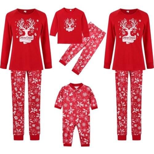 Matching Christmas Pajamas Cartoon Print O-Neck Long Sleeve Top+ Trousers Mom Daughter Clothes Christmas Clothes Sleepwear