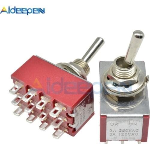 Durable Mini MTS-402 Toggle Switches AC 250V 2A 120V 5A 12 Pins 2 Position ON/ON ON-OFF Switch Electrical Supplies Red