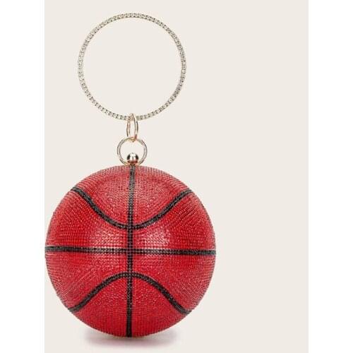 Luxury Diamond Clutch Bag for Women Basketball Football Shape Wedding Party Purse mini Handbag chain shoulder Evening Bag FTB314