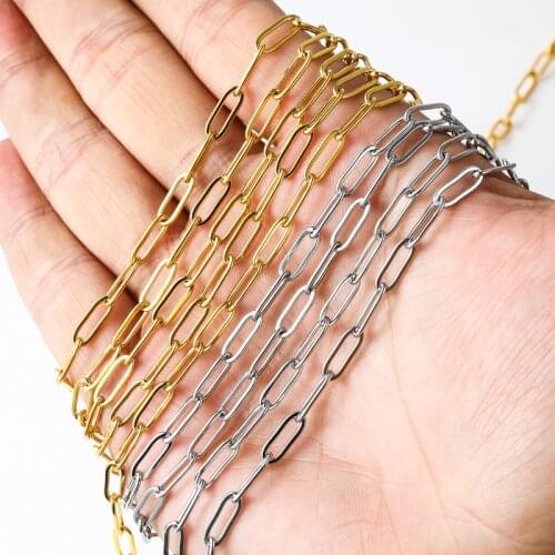 Silver color/golden Stainless Steel Oval Chain For Jewelry Making Metal Rolo Link Chain By Meter Cadenas Por Metros 10m