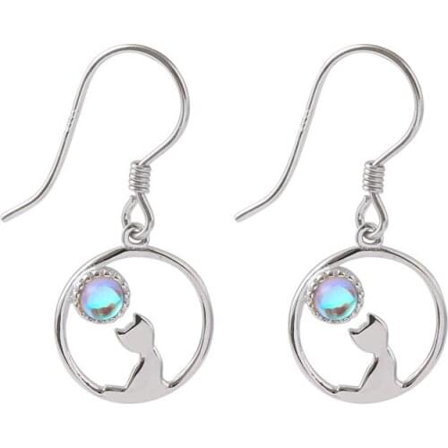 MIQIAO Cute Cat Stare Moon Pendientes Piercing Stud Earrings for Women Girls Fashion Korean Style Friends Gift Boho Aesthetic