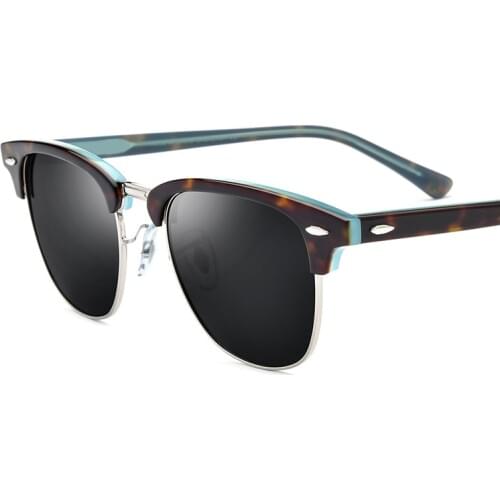 Acetate Polarized Sunglasses Men Women Vintage Half Rim Sun Glasses for Men Retro Designer Sunglass Shades Female UV400 Oculos