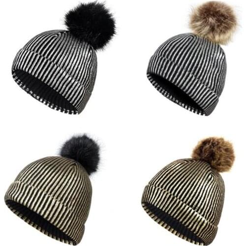 Bulb Bronzed Striola Cap Warm Wool Hat Earmuffs Women and Men Warm Beanies Hats Casual Women Solid Adult Cover Head Fashion Hats