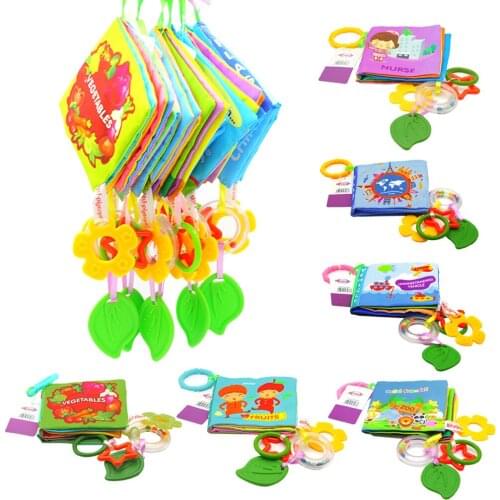 3 IN 1 Cloth Books with Teething and Rattles, for Babies Over 1 Year Old , Early Developmental Toys,5.1 x 5.1 x 1.18 inch