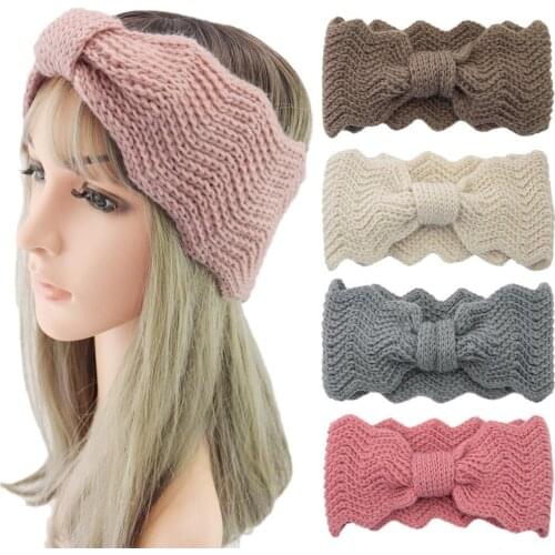 Big wave knitted wool headband, ear protection headband elastic handmade hair accessories face washing headband, Korean headgear