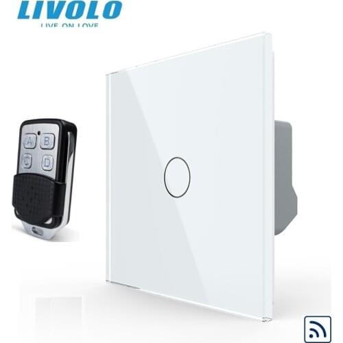 Livolo EU Standard, Remote Control Switch,Crystal Glass Panel,110V~250V, Wireless 1 Gang 1 Way Wall Light Switche for Smart Life