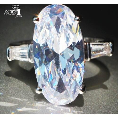 YaYI Jewelry Fashion Princess Cut Huge 16 CT White Zircon Silver Color Engagement Rings wedding Lover Rings Party Rings 1386