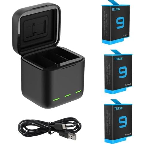GoPro 9 Battery Charger Smart Fast Charging Case 1750mAh Li-ion Battery Storage Box For GoPro Hero 9 Sport Camera Accessories